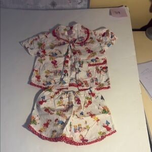 Red and Blue Pajama Sets with Whimsical Cartoon Print